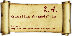 Krisztics Annamária névjegykártya