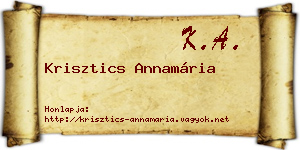 Krisztics Annamária névjegykártya